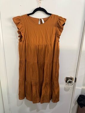 Endless Rose Rust Orange Tiered Ruffle Dress